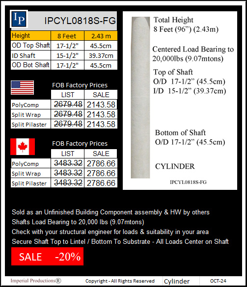 IPCYL0818S-FG Cylinder Price Card